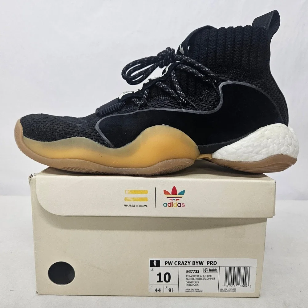 Adidas Pharrell Williams PW Crazy BYW PRD Sneakers EG7733‎ Black Men's Size 10